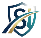 Stylized blue shield logo with gold and teal swooshes and interlocking letters S and Y