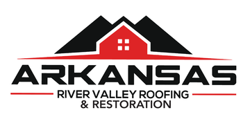 Arkansas River Valley Roofing & Restoration logo with red and black roof icon