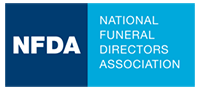 NFDA logo in blue and white with National Funeral Directors Association text