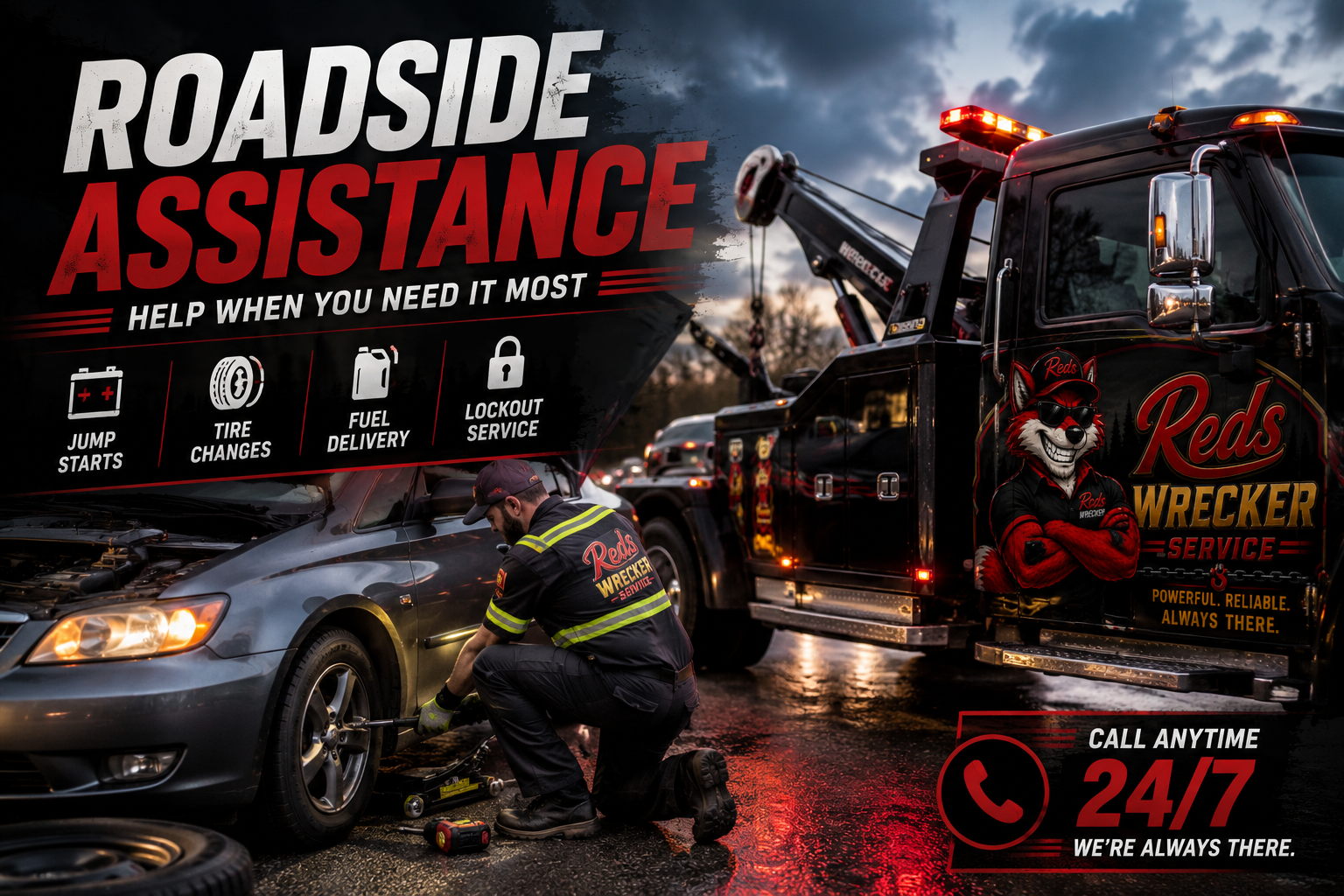 Roadside assistance in Spartanburg SC — Red's Wrecker Service