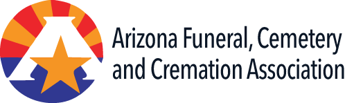 Logo for Arizona Funeral Cemetery and Cremation Association with multicolored star emblem and black text