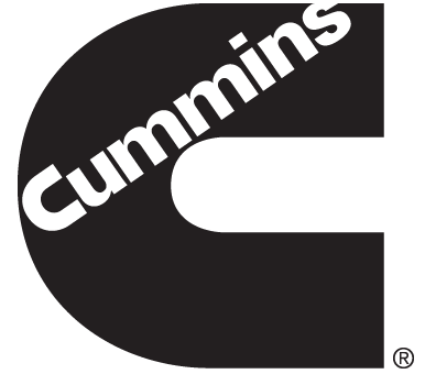 Cummins logo: bold black stylized C with white “Cummins” text.