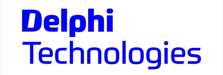 Delphi Technologies logo in blue text on a white background