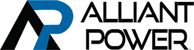 Alliant Power logo with blue and black stylized AP mark and company name