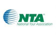 the logo for the national tour association has a globe on it