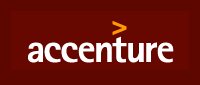 the accenture logo is on a red background