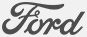 a close up of a ford logo on a white background