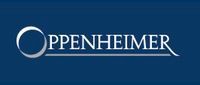 the oppenheimer logo is on a blue background