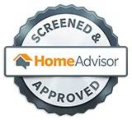 HomeAdvisor "Screened & Approved" seal: silver, blue, and orange logo.