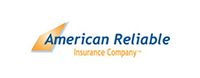 American Reliable Insurance Company logo. Features a gold and orange triangle shape with blue text.