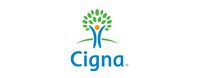 Cigna logo: green tree with person, blue text.