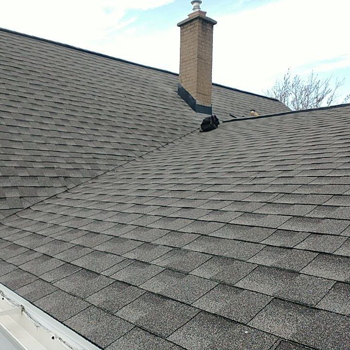 A roof with a chimney on top of it.
