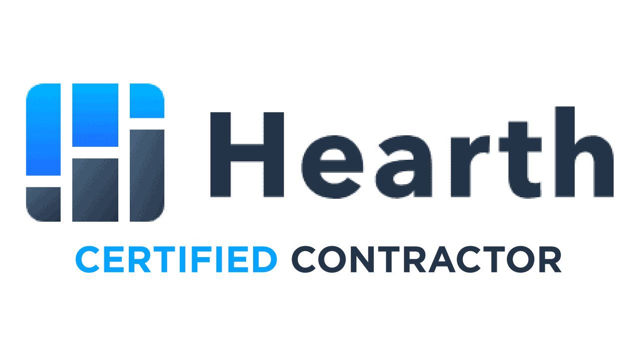 The logo for hearth is a certified contractor.