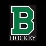 Green and white “B Hockey” logo on a black background