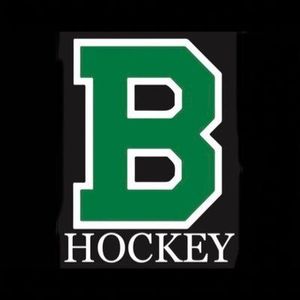 Green and white “B Hockey” logo on a black background