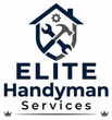 Elite Handyman Services logo with a navy house, tools, and gear above bold text.