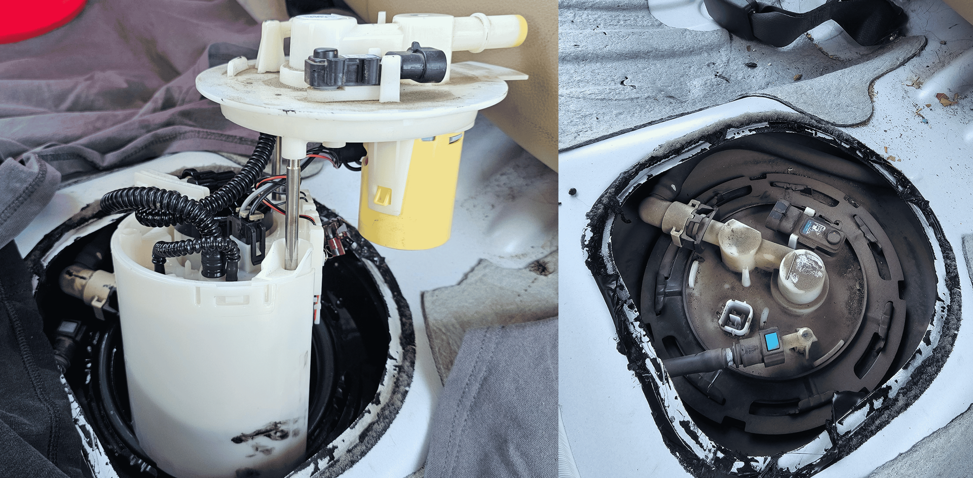 Replacing faulty fuel pump during fuel system repair service at North Phoenix automotive repair shop