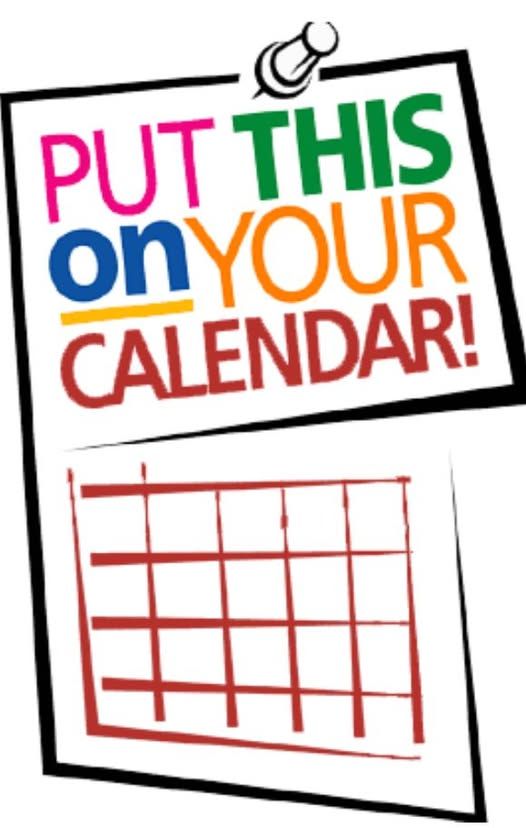 “Put this on your calendar!” sign with a red calendar grid and colorful text