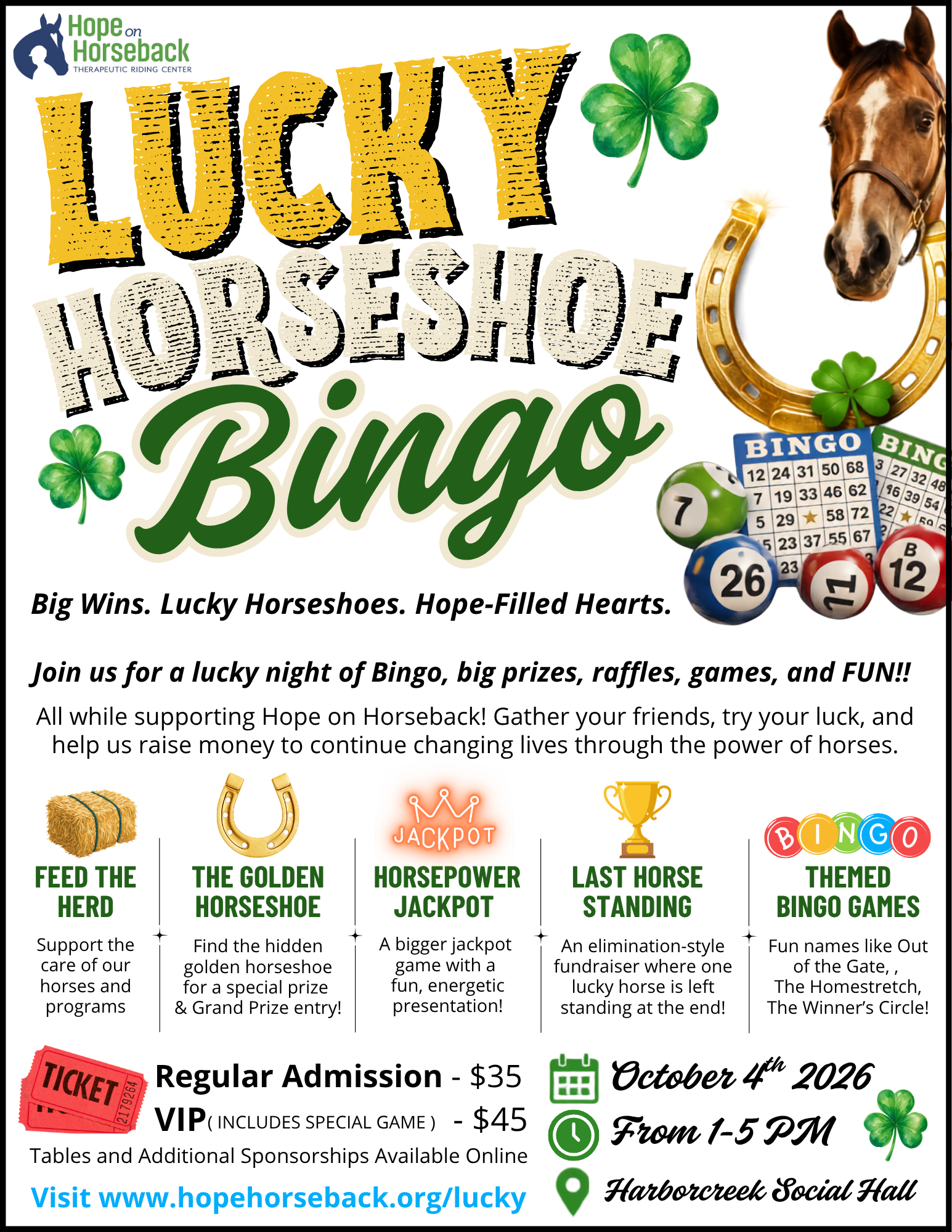 Fall Fest and Craft Show poster with horse, October 18th at Hope on Horseback, Waterford, PA