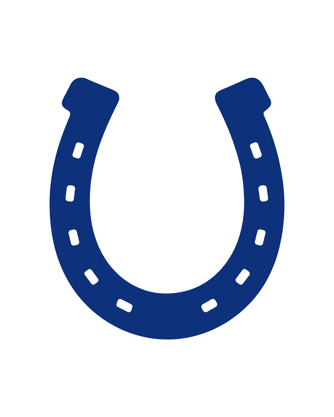 Blue horseshoe icon with white perforations on a white background