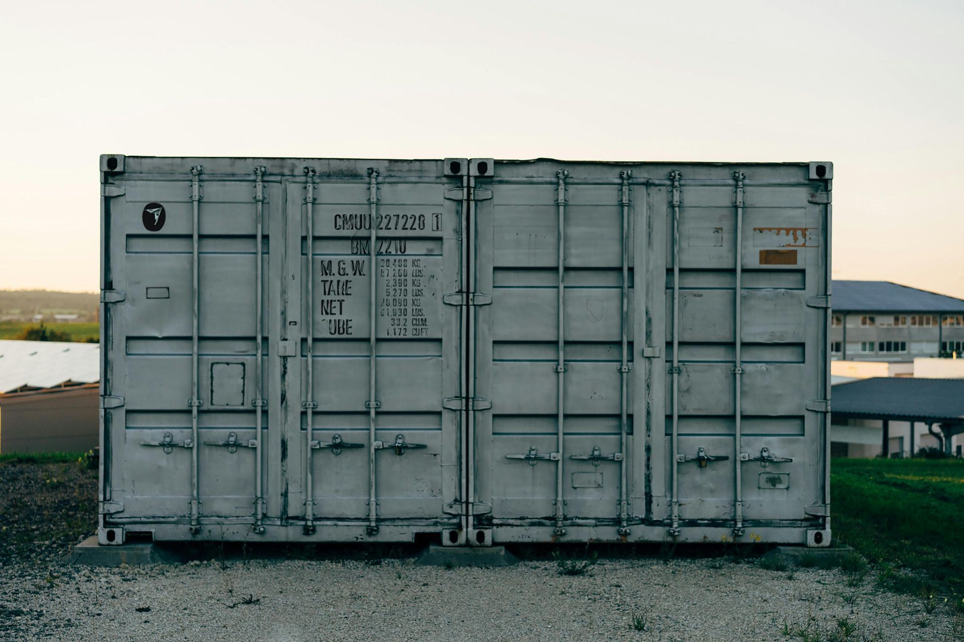An old and used shipping container.