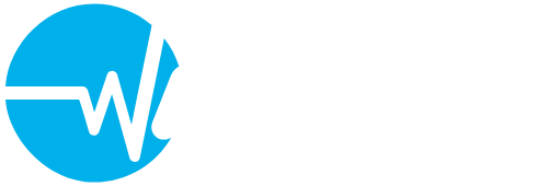 Círculo azul con forma de onda blanca y símbolo