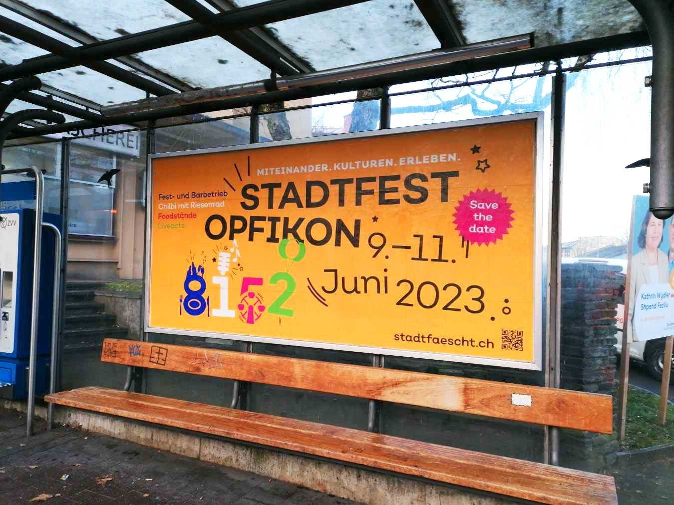 Poster at a bus stop