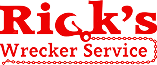 Rick's Wrecker Service logo in red font, with a chain-link border. | Rick's Automotive