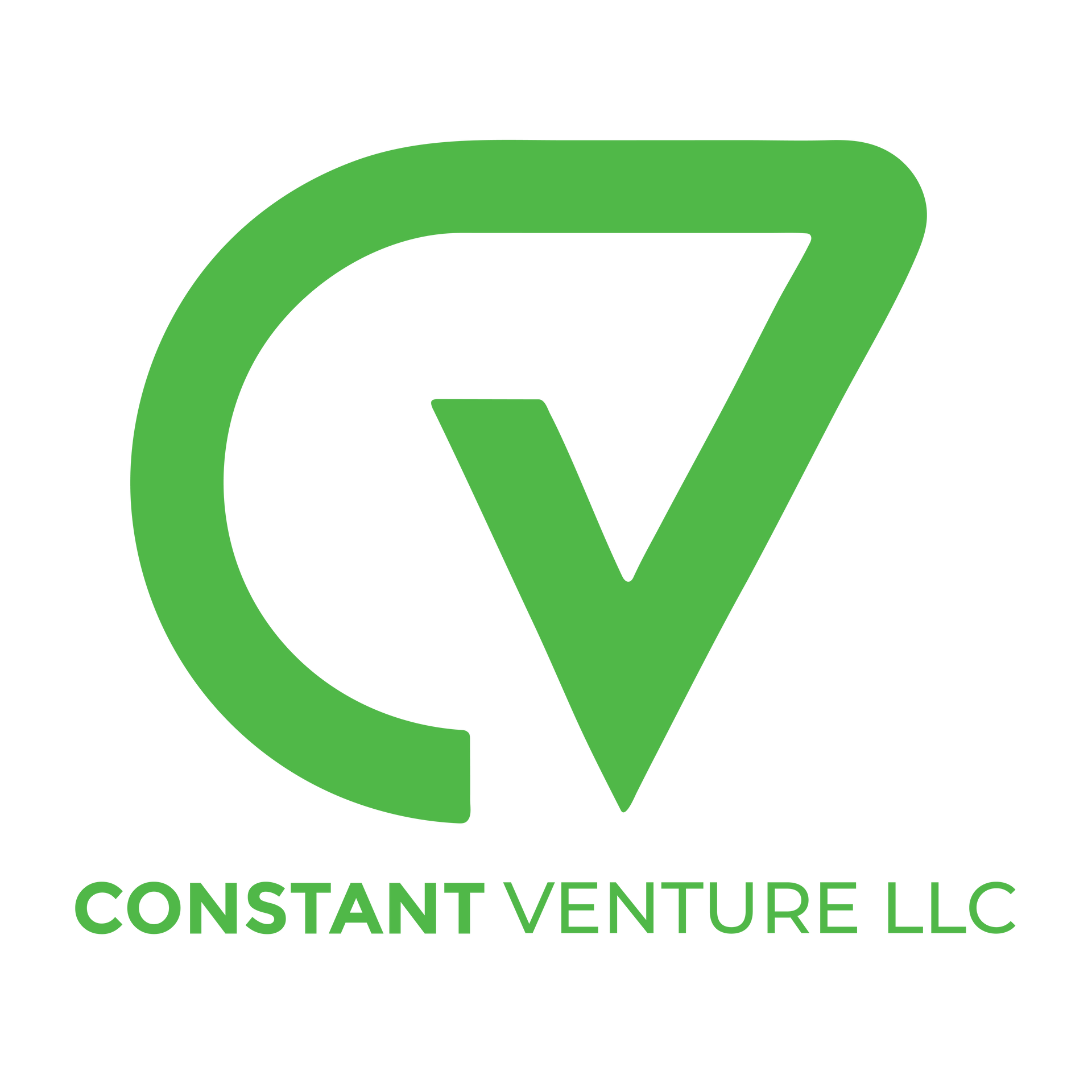 A green logo featuring a stylized 