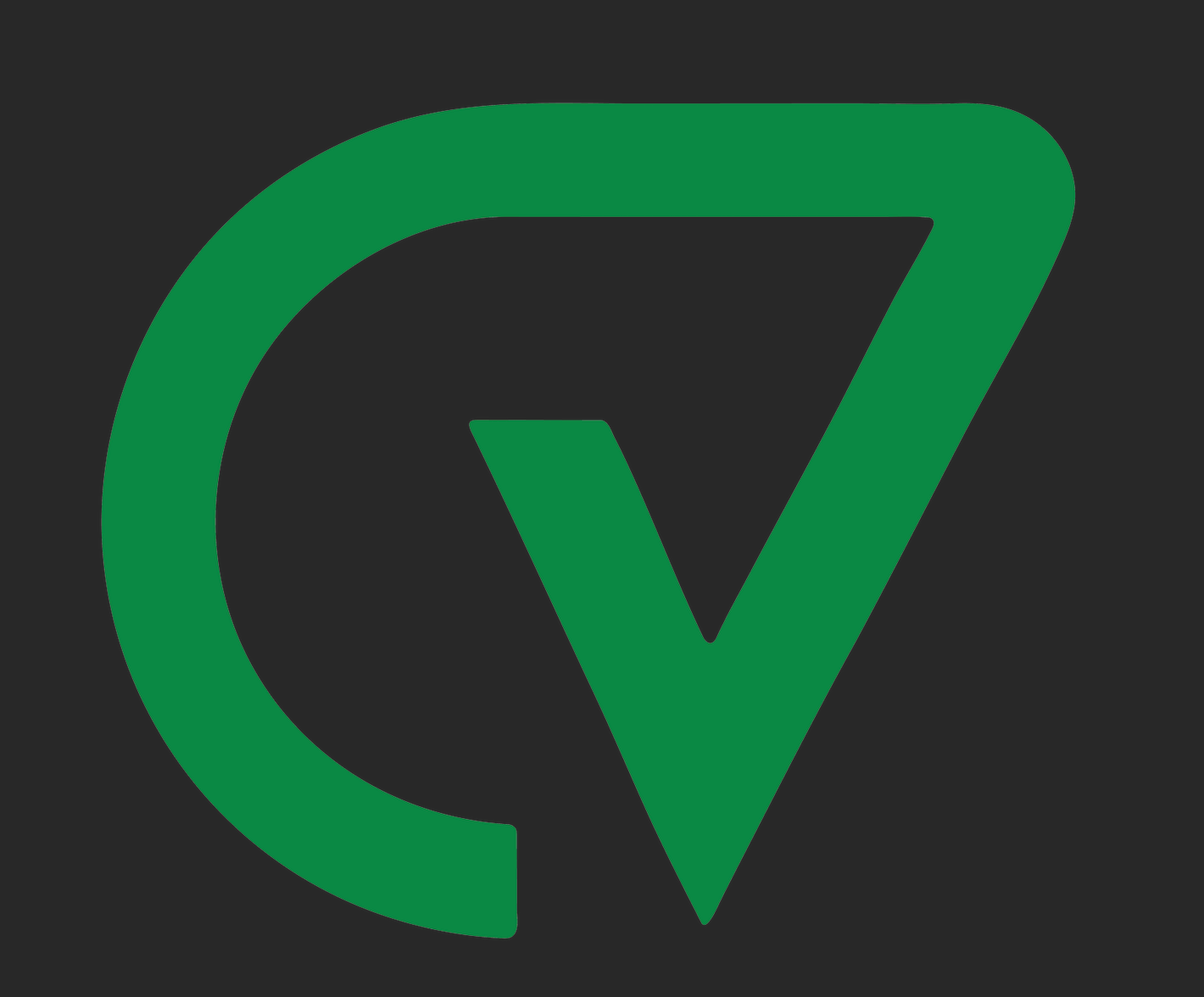 A green stylized icon combining the letters C and V on a dark grey background.