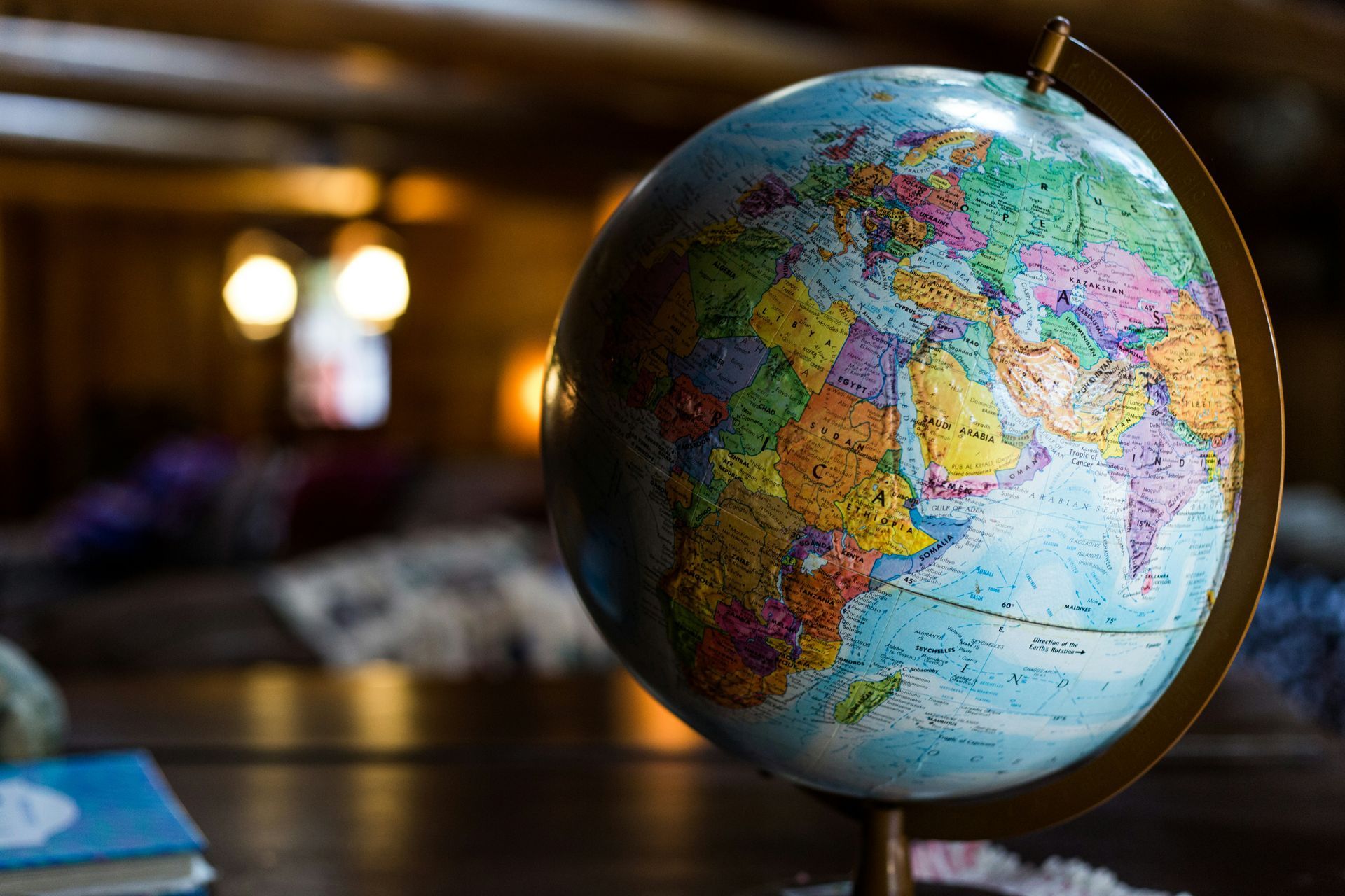 A world globe on a desk representing international and diplomatic moving London services for embassy