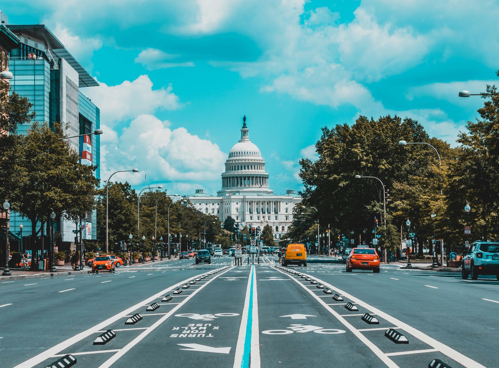 Pennsylvania Avenue looking toward the US Capitol, Washington DC, a common destination for removals UK to USA