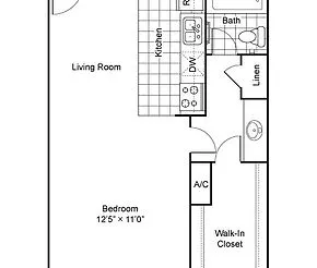 Los Arcos - 1 Bedroom 1 Bathroom floor plan