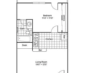 Pecan Square - 1 Bedroom 1 Bathroom floor plan