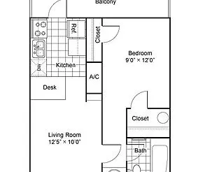 Telluride - 1 Bedroom 1 Bathroom floor plan
