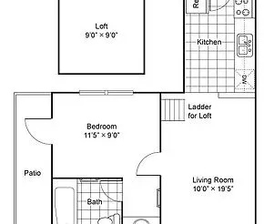 Telluride - 1 Bedroom 1 Bathroom loft floor plan