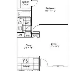 The Colony - 1 Bedroom 1 Bathroom floor plan
