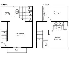 The Colony - 2 Bedroom 1 Bathroom floor plan