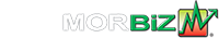 Powered by MORBIZ logo with black text, green/red chart icon, and upward arrow.