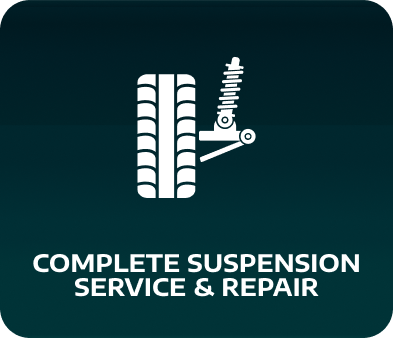 White car wheel and suspension icon with text 