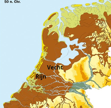 Vecht en Rijn 50 na Chr.