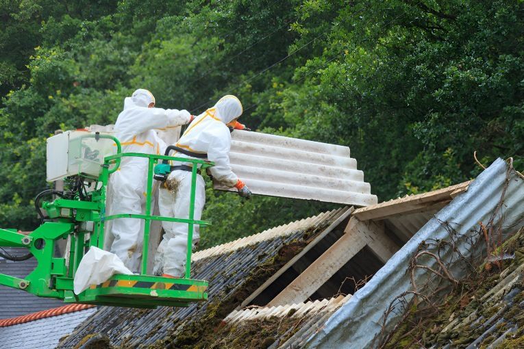 Two Men in Protective Suits Are Working on a Roof — Goat Collective in Tintenbar, NSW