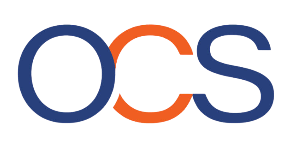 OCS logo with overlapping blue O and S, orange C.