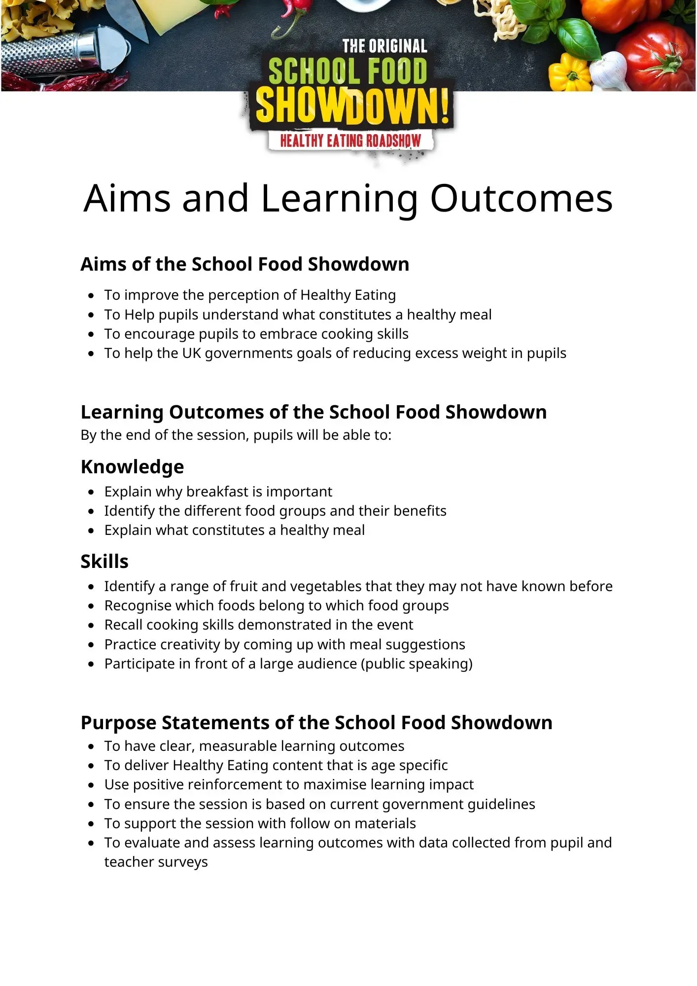 A document listing the aims and learning outcomes of a 