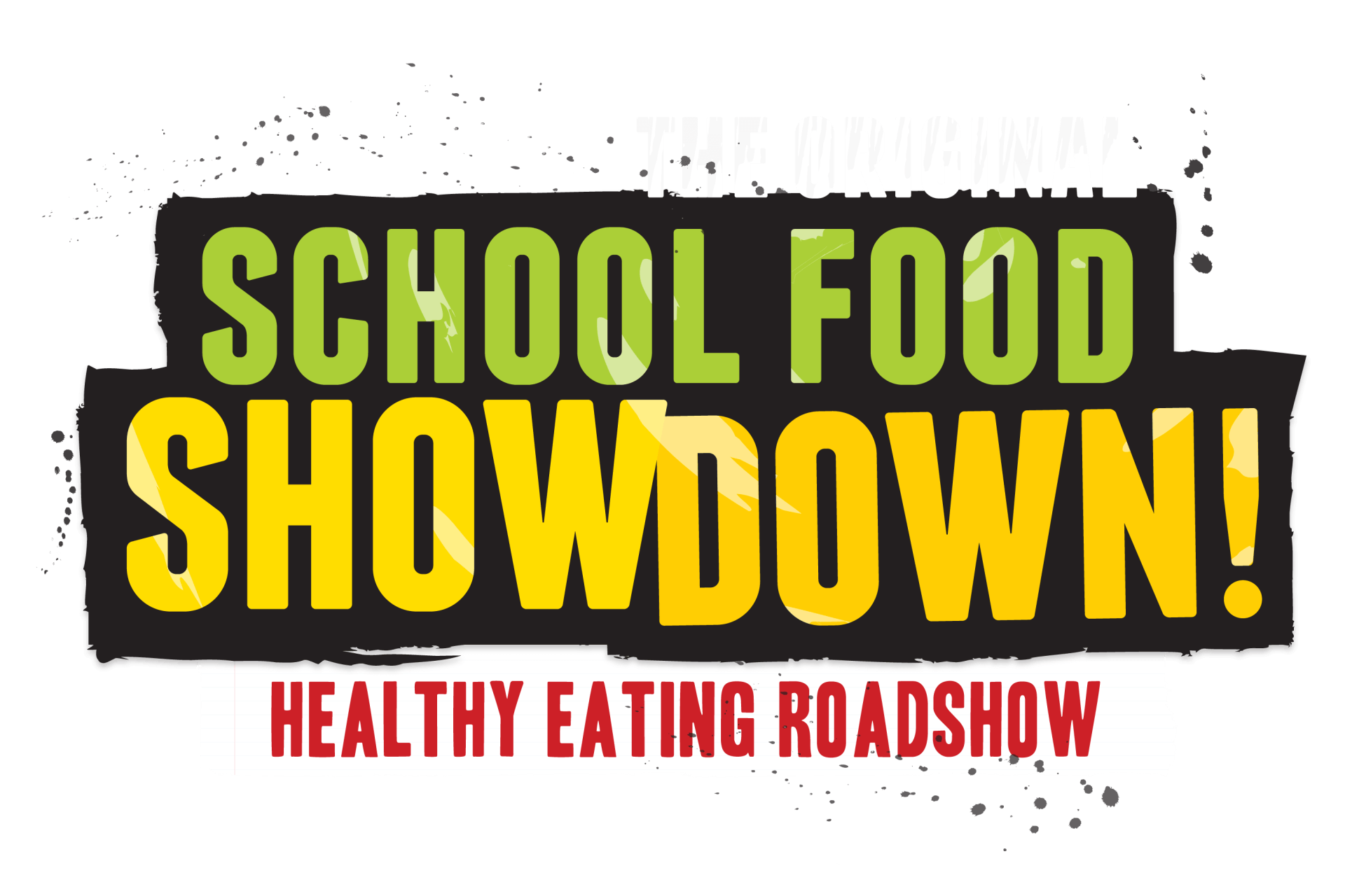 School Food Showdown! logo: green/yellow text on black background,