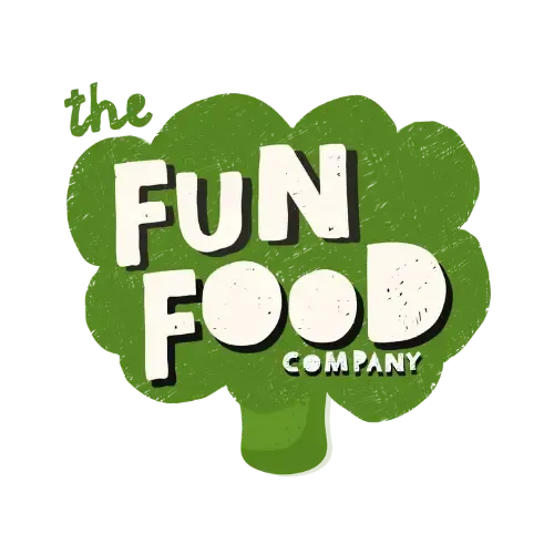 Green clover-shaped logo reading “the FUN FOOD company” in white and green text