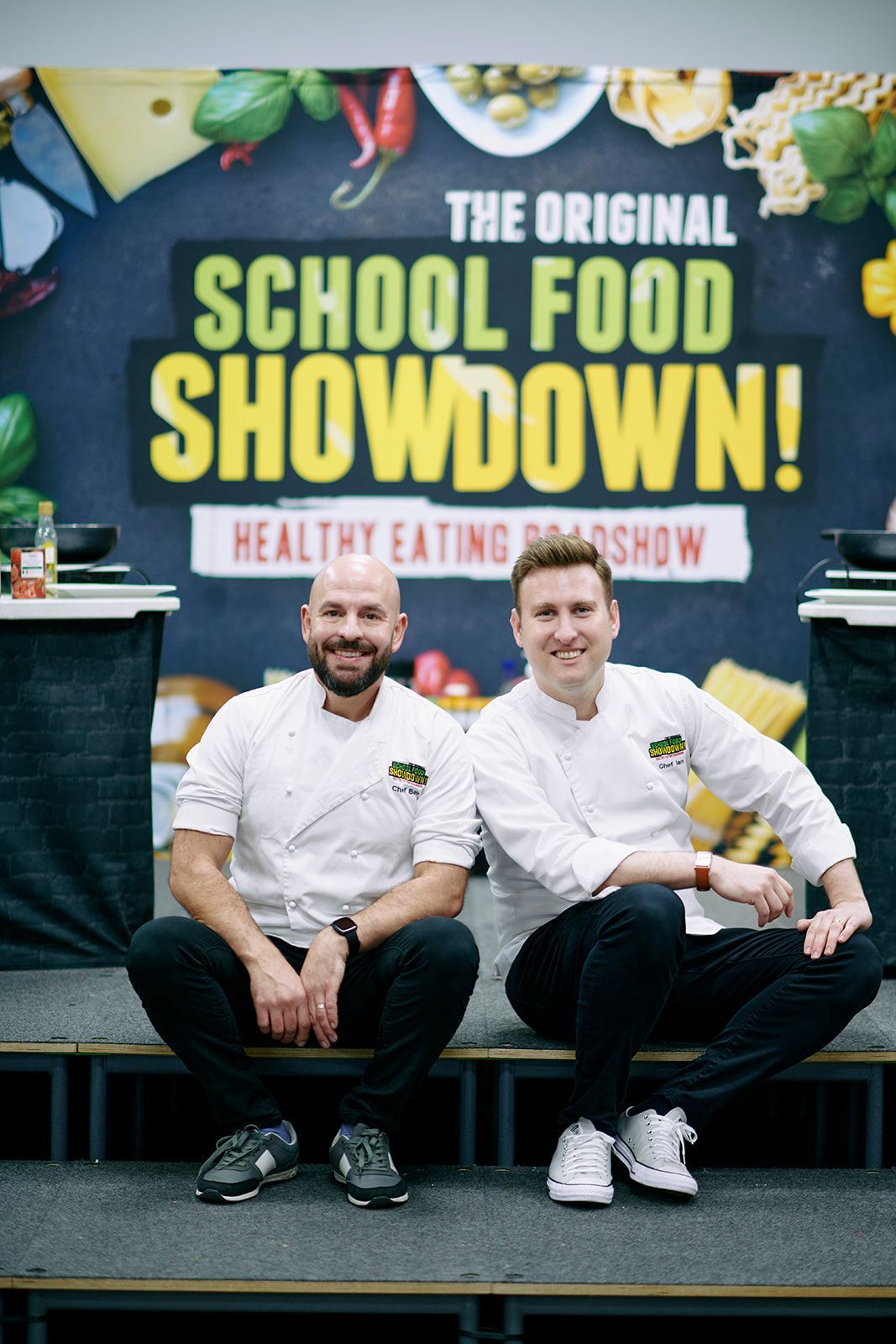 Two chefs on stage for