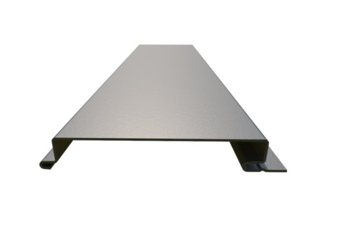 Gray metal platform on black support legs, shown from a low angle