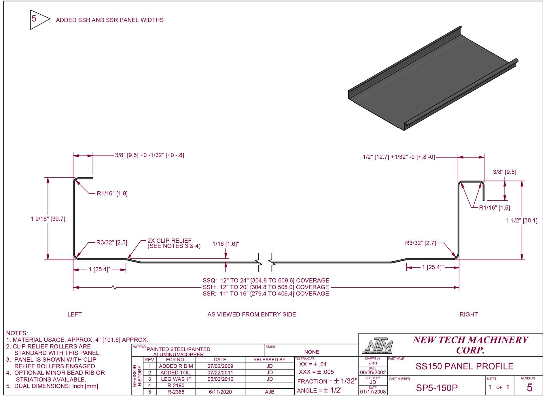SS150 – 1.5″ Mechanical Standing Seam