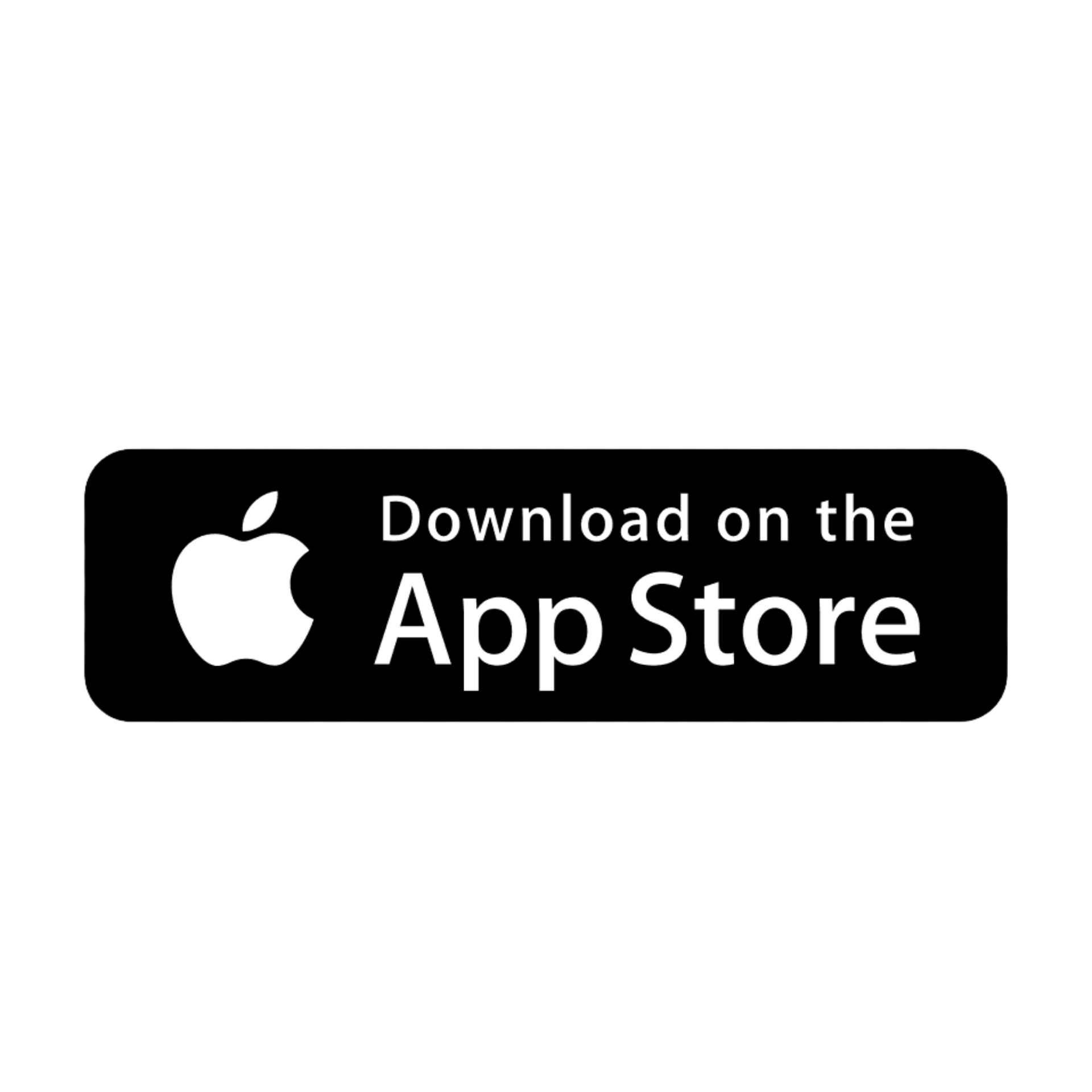 Black “Download on the App Store” badge with Apple logo on a white background